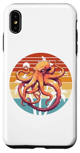 Hülle für iPhone XS Max Retro Vintage Octopus Sonnenuntergang Meer Tier Meeresfrüchte Männer Liebhaber von Retro Vintage Octopus Design Tee sea animals Lover