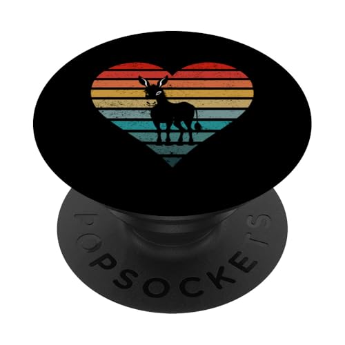 Ich liebe Esel Retro Herz Silhouette Bauernhof Maultier PopSockets mit austauschbarem PopGrip von Retro Vintage Tier Silhouetten für Jung und Alt