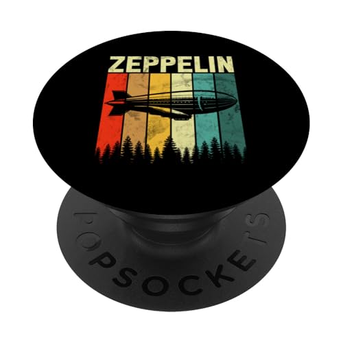 Retro Zeppelin 70er 80er Jahre Dirigible Luftschiff Zepelin Zepplin PopSockets Klebender PopGrip von Retro Vintage Zeppelin Dirigible Airship Tee