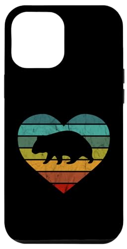 Hülle für iPhone 12 Pro Max Ich liebe Wombats Herz Zootier Tasmanien Australien Wombat von Retro Tier Silhouetten für jung und alt