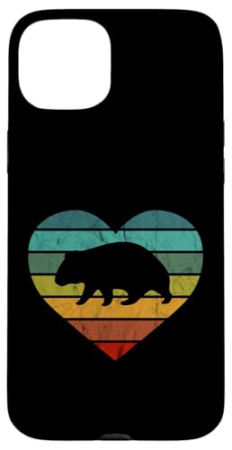 Hülle für iPhone 15 Plus Ich liebe Wombats Herz Zootier Tasmanien Australien Wombat von Retro Tier Silhouetten für jung und alt