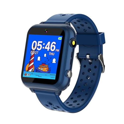 Retysaz Kinder Smart Watch 24 Spiel 10-Geschichten Smart Watch für Kinder Schrittzähler Telefon Smartwatches für Kinder Große Geschenke für Mädchen Jungen (Blau-M1)… von Retysaz
