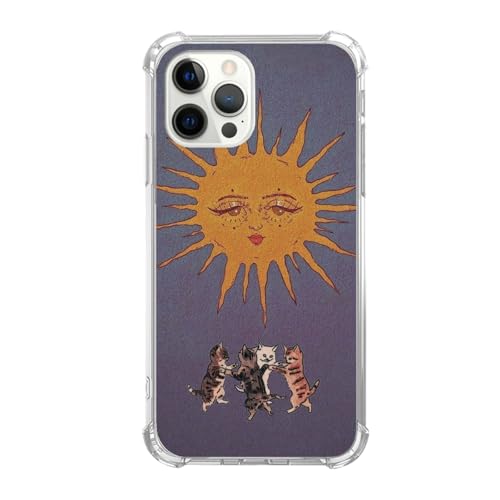 Rewput Hippie Sun Dancing Cats Phone Case for iPhone 16 Pro Max, Trippy Cats Dancer Under The Sun Cover for Women Men Girls Boys for iPhone 16 Pro Max, Unique Trendy Design TPU Bumper Case von Rewput