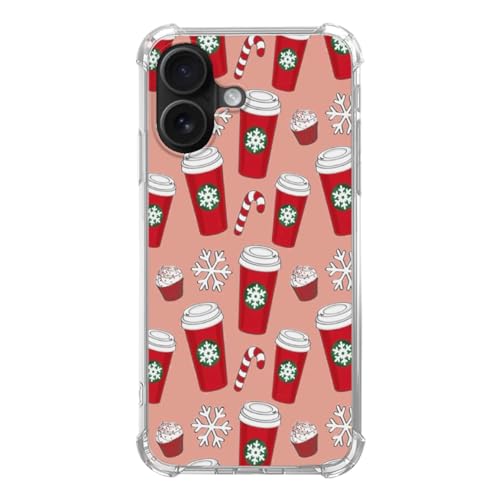 Rewput Schutzhülle für iPhone 16 Plus, niedliches Schneeflocken-Kaffee-Süßigkeitsmuster, für Teenager, Mädchen, Jungen, für iPhone 16 Plus, trendiges Design, TPU-Bumper von Rewput