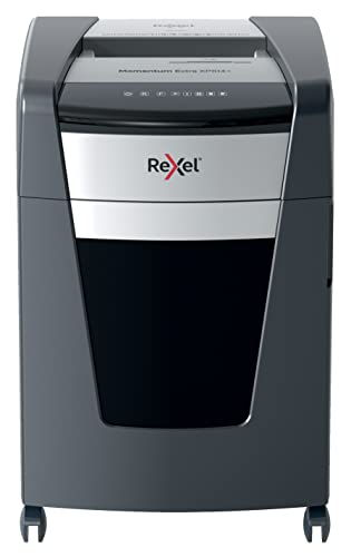 Rexel XP514+ Aktenvernichter mit Mikroschnitt, vernichtet bis zu 14 Blatt auf einmal, Sicherheitsstufe P5, Anti-Papierstau-Technologie, 60-Liter-Behälter, schwarz, Momentum Extra Serie, 2021514MCH von Rexel