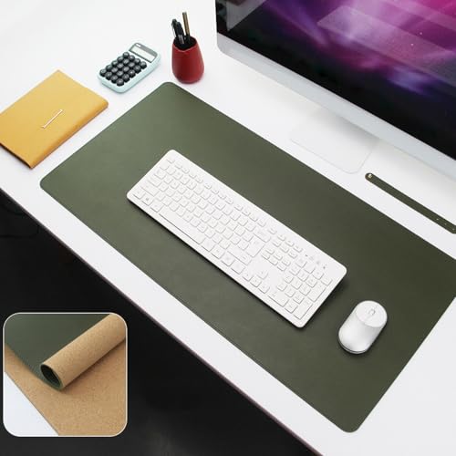Reyox Dünn Schreibtischunterlage aus PU Leder Einfarbiges, Groß Tischschutz Rutschfest Mauspad, Kork Matte für Tastatur und Maus, Dunkelgrün, 80×40cm Reyox Dünn Schreibtischunterlage aus PU Leder Einfarbiges, Groß Tischschutz Rutschfest Mauspad, Kork Matte für Tastatur und Maus, Dunkelgrün, 80×40cm von Reyox