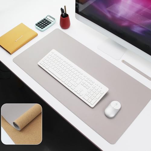 Reyox Dünn Schreibtischunterlage aus PU Leder Einfarbiges, Groß Tischschutz Rutschfest Mauspad, Kork Matte für Tastatur und Maus, Grau, 100×50cm Reyox Dünn Schreibtischunterlage aus PU Leder Einfarbiges, Groß Tischschutz Rutschfest Mauspad, Kork Matte für Tastatur und Maus, Grau, 100×50cm von Reyox