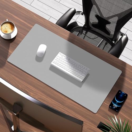 Reyox Wasserdichte Schreibtischunterlage aus PU Leder, Großer Mauspad Tischschutz Rutschfester, Matte für Tastatur und Maus, Grau, 120×60cm Reyox Wasserdichte Schreibtischunterlage aus PU Leder, Großer Mauspad Tischschutz Rutschfester, Matte für Tastatur und Maus, Grau, 120×60cm von Reyox