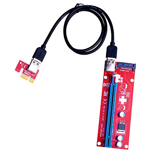 Rfeeuubft 10 Stück Serie-Ver007S PCI-E Riser Card 007S PCIE 1X auf 16X Extender 15Pin SATA Power 60 cm USB 3.0 Kabel für BTC Miner Miner von Rfeeuubft