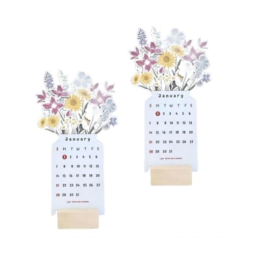 Rfeeuubft 2 Stück 2024 Bloomy Flowers Tischkalender Tischkalender 2024 2024 Blumen-Kalender Mini-Tischkalender von Rfeeuubft