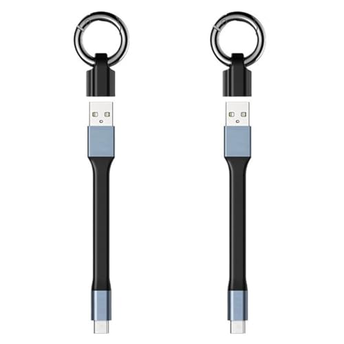 Rfeeuubft 2X Mini 3A USB Typ-C Schnellladedatenkabel Tragbarer Schlüsselanhänger QC 3.0 USB Typ C Kurzes Kabel für Typ C USB-Geräte,A von Rfeeuubft