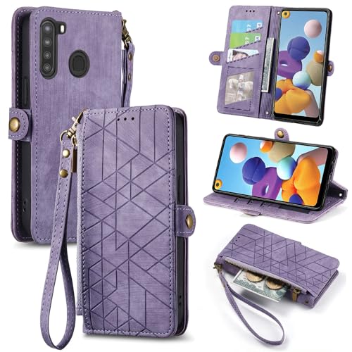 Kompatibel mit Samsung Galaxy M11 Hülle,Kompatibel mit Samsung Galaxy A11 Flip Stand PU Leder Kartenhalter Handyhülle Purple von Rfvzubemok