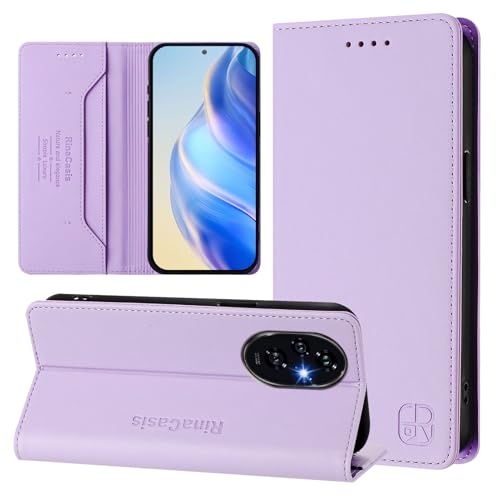 Rfvzubemok Kompatibel mit Honor 200 Pro 5G Brieftasche mit Magnetverschluss Hülle,Kompatibel mit Honor 200 Pro 5G Flip-Kickstand-Gehäuse Purple von Rfvzubemok