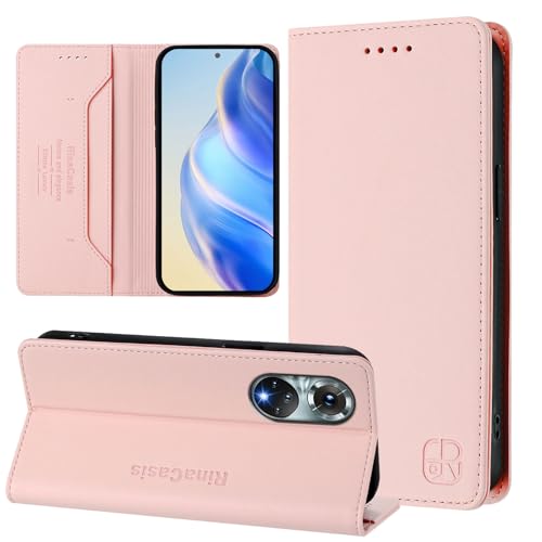 Rfvzubemok Kompatibel mit Honor 50 5G Brieftasche mit Magnetverschluss Hülle,Kompatibel mit Honor 50 5G Flip-Kickstand-Gehäuse Pink von Rfvzubemok