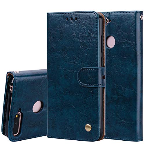 Rfvzubemok Kompatibel mit Honor 7A AL00IN Brieftasche Magnetverschluss Etui Hülle,Kompatibel mit Honor 7A Pro AL00IN Flip-Kickstand-Gehäuse Blue von Rfvzubemok