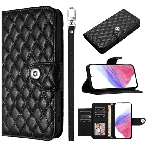 Rfvzubemok Kompatibel mit Motorola Moto E13 4G Hüllen,Kompatibel mit Motorola Moto E13 4G Magnetischer Verschluss Kartenschlitze Flip Kickstand Case Black von Rfvzubemok