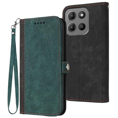 Rfvzubemok Kompatibel mit Motorola Moto G Power (2025) 5G Hüllen,Magnetischer Verschluss,Kompatibel mit Motorola Moto G Play (2025) PU Leder mit Kartenhalter Kickstand Flip Wallet Case Green von Rfvzubemok