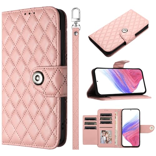 Rfvzubemok Kompatibel mit Nokia C22 4G Hüllen,Kompatibel mit Nokia C22 4G Magnetischer Verschluss Kartenschlitze Flip Kickstand Case Pink2 von Rfvzubemok