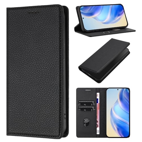 Rfvzubemok Kompatibel mit Realme C61 4G / C63 4G Kartenhalter Abdeckung,Kompatibel mit Realme Narzo N63 4G / Note 60 4G Flip Kickstand Magnetischer Verschluss Brieftasche Black von Rfvzubemok