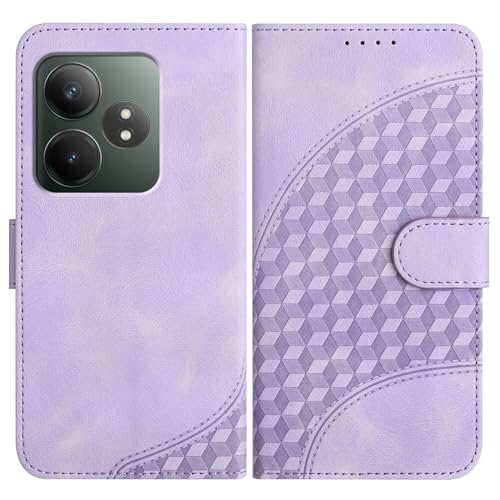 Rfvzubemok Kompatibel mit Realme GT 6 5G / GT 6T 5G Hülle,(PU-Leder+TPU-Weichschale) Kompatibel mit Realme GT Neo6 5G / GT Neo6 SE 5G Magnetischer Verschluss Wallet Cover Flip Wallet Case Purple von Rfvzubemok