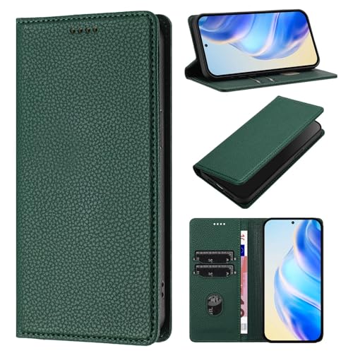 Rfvzubemok Kompatibel mit Tecno Camon 20 Premier 5G Kartenhalter Abdeckung,Kompatibel mit Tecno Camon 20 Premier 5G CK9n Flip Kickstand Magnetischer Verschluss Brieftasche Green von Rfvzubemok