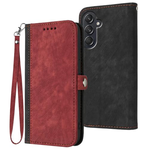 Rfvzubemok Kompatibel mit Vivo S16e 5G Hüllen,Magnetischer Verschluss,Kompatibel mit Vivo V27e 4G / T2 4G PU Leder mit Kartenhalter Kickstand Flip Wallet Case Red von Rfvzubemok