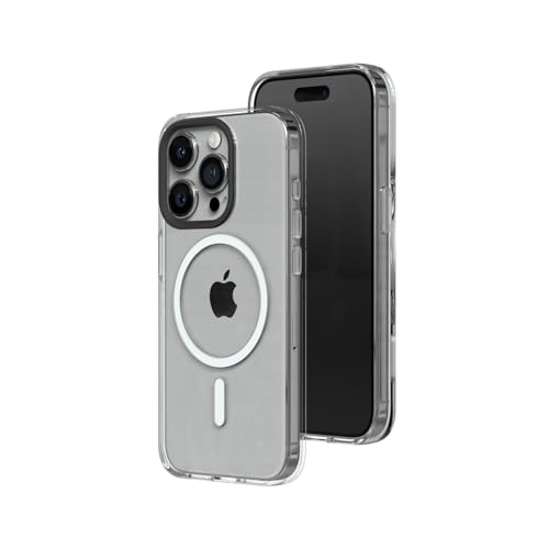 RhinoShield Clear Case kompatibel mit MagSafe für [iPhone 15 Pro] |Überragende Magnetstärke, Vergilbungsresistenz, Kristallklar, optimaler Schutz und personalisierbar - Schwarz Kamera-Ring von RhinoShield