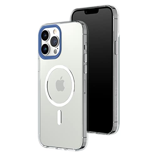 RhinoShield Clear Case kompatibel mit MagSafe für [iPhone 13 Pro Max]|Überragende Magnetstärke, Vergilbungsresistenz, Kristallklar, optimaler Schutz und personalisierbar - Kobaltblau Kamera-Ring von RhinoShield