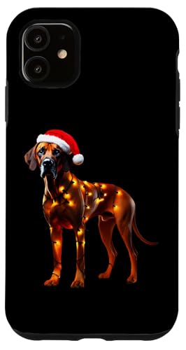 Hülle für iPhone 11 Rhodesian Ridgeback Weihnachtsmannmütze Weihnachtsbeleuchtung Hundebesitzer Mama von Rhodesian Ridgeback Christmas Products