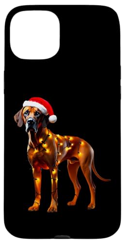 Hülle für iPhone 15 Plus Rhodesian Ridgeback Weihnachtsmannmütze Weihnachtsbeleuchtung Hundebesitzer Mama von Rhodesian Ridgeback Christmas Products