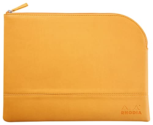 Rhodia 116747C - Rhodiarama Reißverschlusstäschchen aus italienischem Kunstleder, Großformat (21x28 cm), Orange, 1 Stück von Rhodia