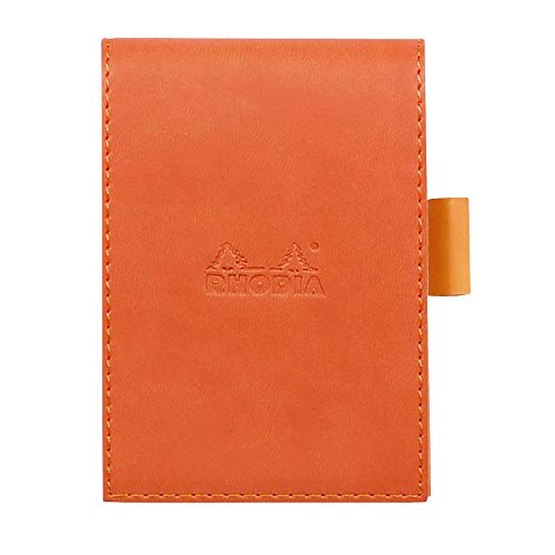 Rhodia 118214C Rhodiarama Notizblock (mit Schutzhülle Kunstleder, 8,4 x 11,5 cm, liniert, schick und elegant, ideal für Ihre Notizen) 1 Set, tangerine von Rhodia