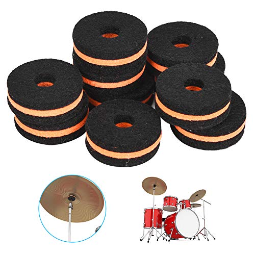 RiToEasysports 10pcs Beckenfilze Crash Becken Kupplung Filz Trommel Set Becken Ständer Filz Unterlegscheibe 35mm Größe Schwarz Orange von RiToEasysports