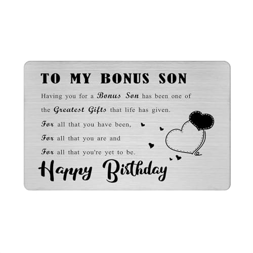 Richesele Bonus Geburtstagskarte für Sohn – To My Bonus Son Geburtstagsgeschenke – Happy Birthday Bonus Son Karte – Geburtstagskarte für erwachsenen Sohn von Mama Papa von Richesele