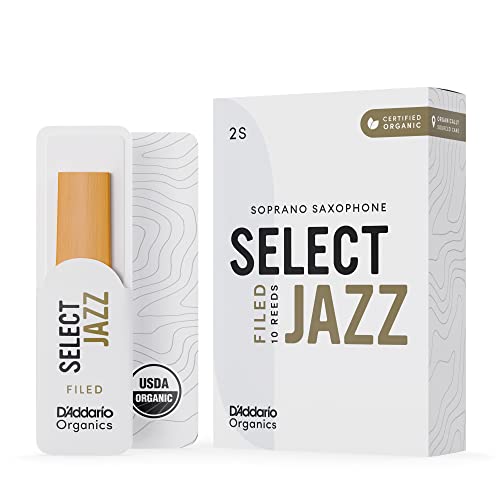 D'Addario Organisch Select Jazz Filed Soprano Saxophon-Stimmzungen - Saxophonrohre - 2 Weich, 10 Packung von D'Addario