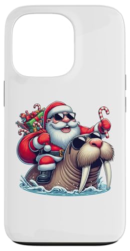 Hülle für iPhone 13 Pro Weihnachtsmann Reiten Walross Weihnachten Jungen Mädchen Kinder von Riding with Santa