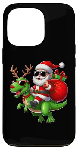 Hülle für iPhone 13 Pro Weihnachtsmann reitet Dinosaurier Hirsch Rentier T Rex Weihnachten von Riding with Santa