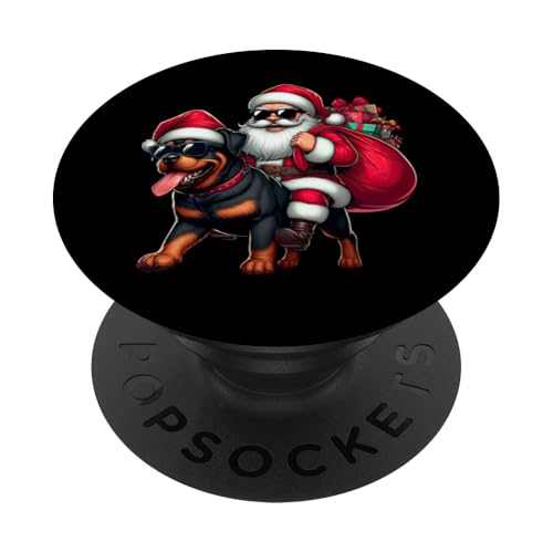 Weihnachtsmann reitet einen Rottweiler Weihnachten Jungen Mädchen Kinder PopSockets Klebender PopGrip von Riding with Santa