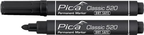 10 Stk. Pica Permanentmarker Classic schwarz Strich-B.1-4mm Rundspitze 520/46 von Riebensahm