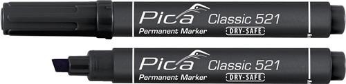 10 Stk. Pica Permanentmarker Classic schwarz Strich-B.2-6mm Keilspitze 521/46 von Riebensahm