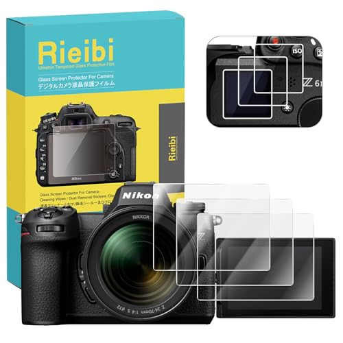 Rieibi [3+3 Packs Schutzfolie für Nikon Z6III Digitalkamera, 0,25 mm, Härtegrad 9H, gehärtete Glasfolie für Nikon Z6III mit oberer Displayschutz-folie von Rieibi