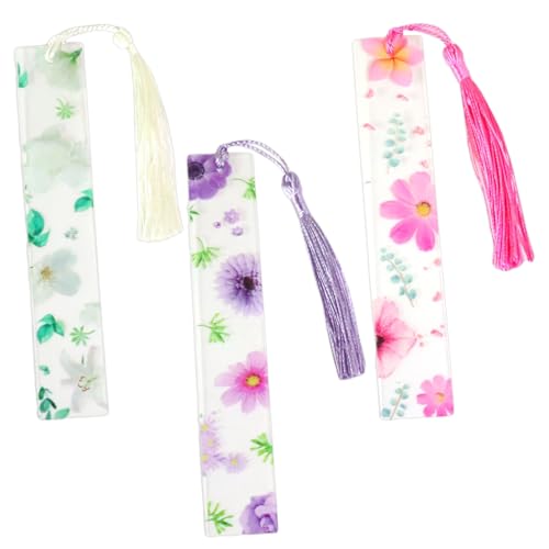 3 Stück Lesezeichen Blumen Lesezeichen Aesthetic Blumen Bookmark Aesthetic Lesezeichen Epoxidharz mit Quasten Schöne Lesezeichen Geeignet für Buchliebhaber und Lesebegeisterte von Rienan