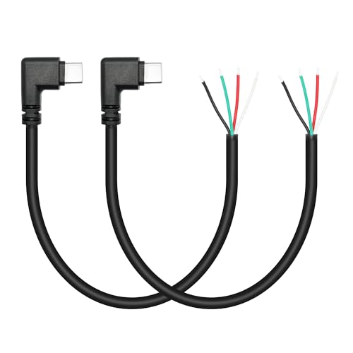 Kurzer rechter Winkel USB C zu 4 Pin blanker Draht offenes Ende Draht 11inch, 90 Grad USB Typ C männlicher Stecker 4 Pin Pigtail Strom und Datenkabel 22AWG 5V/3A für USB Typ C Gerät DIY Kabel (2Pcs) von Riertostng