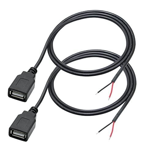 USB A Buchse 2Pin Bare Wire 3FT, USB A Buchse Pigtail Open End Power Kabel, für 5V/3A USB Geräte Installed oder DIY Replace Repair Kabel von Riertostng