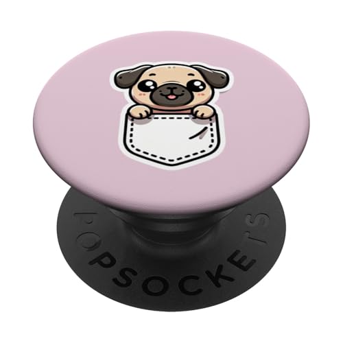 Cute Pud Peeking Out, Mops Lover, Shadows, Mops PopSockets mit austauschbarem PopGrip von RightUR Pug Lover