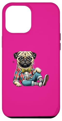 Hülle für iPhone 13 Pro Max Charmanter Mops in Hipster-Kleidung und Brille, Mops-Liebhaber von RightUR Pug Lover