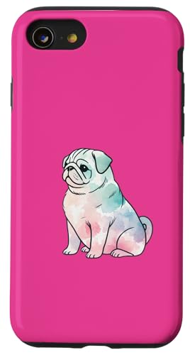 Hülle für iPhone SE (2020) / 7 / 8 Niedlicher Mops in Aquarell, Mops-Liebhaber, Mopsmutter, Mops Papa von RightUR Pug Lover