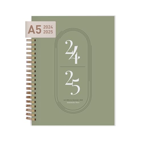 Rileys & Co - Kalender 2024 2025 A5 - Schülerkalender - Schulplaner - Studienplaner - Semesterplaner - Perfekt für Schüler, Studenten, Berufstätige - Grün (20 x 15 cm) - auf Deutsch von Rileys & Co