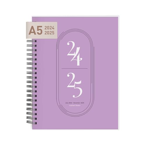 Rileys & Co Akademischer Wochenplaner 2024–2025, 18-Monate, akademischer Wochen- und Monatsplaner, flexibler Einband, Notizseiten, Doppeldrahtbindung (20,3 x 15,2 cm, Flieder) von Rileys & Co