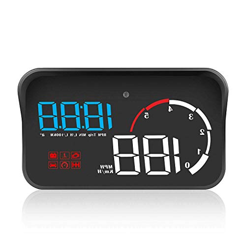 Auto HUD Display, Riloer Car Head Up Display Projektor Digitaler Tachometer mit 5,5 Zoll Blau HD Bildschirm Blau von Riloer